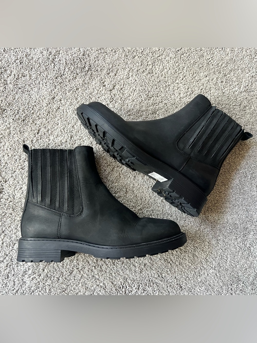 Clarks Orinoco 2 Womens Size 7.5 M Black Leather Pull On Chelsea Ankle Boots